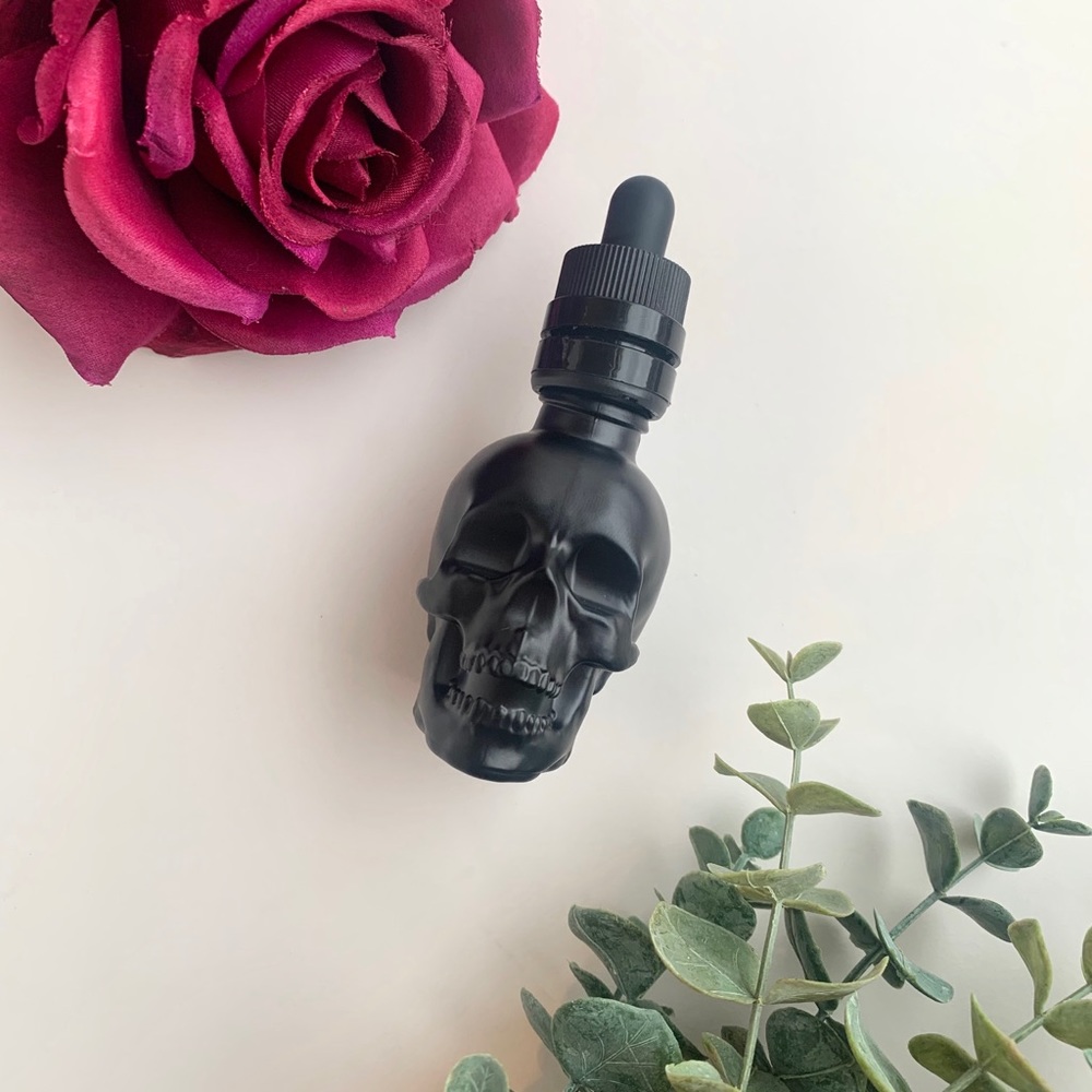 1oz matte black skull dropper bottle, empty glass - Picture 4 of 4